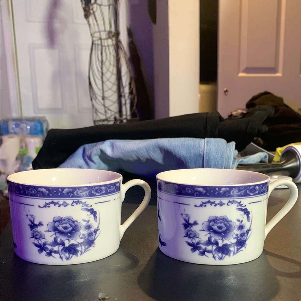 Baum Bros Blue Rose Collection China Tea Cups